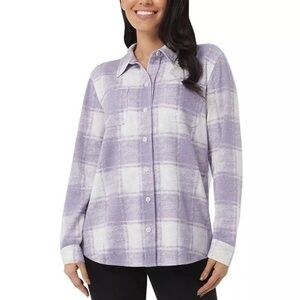 3/25$ (Mix)32 Degrees Cozy Knit Flannel, Lavender/White Plaid, Size S